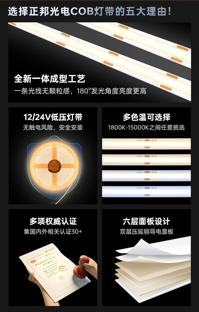 cob512单色灯带2 为什么选择正邦cob512单色灯带