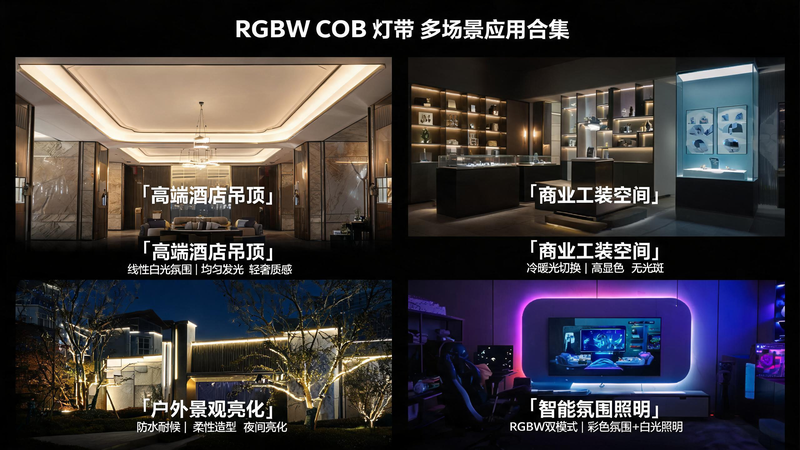 jimeng-2026-07-23-4911-图片名称:RGBW COB 灯带多场景整体应用合集 图片风格:高清商业写实摄影、... jimeng-2026-07-23-4911-图片名称:RGBW COB 灯带多场景整体应用合集 图片风格:高清商业写实摄影、...