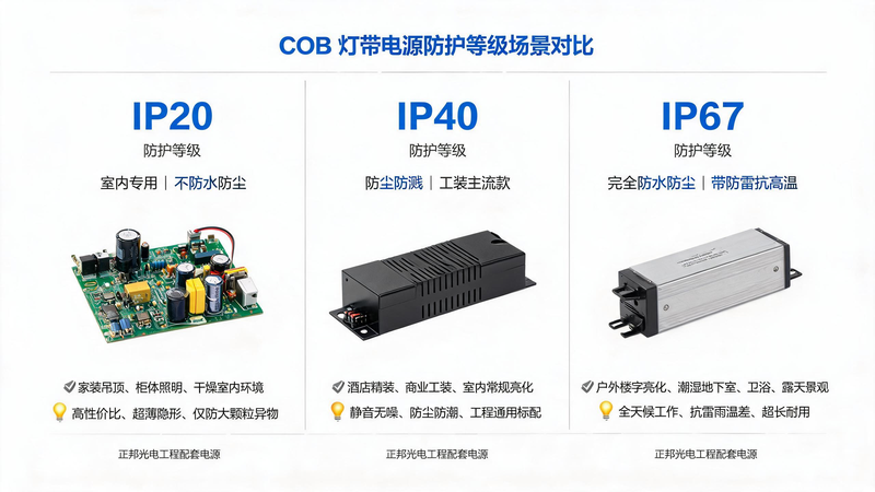 jimeng-2026-07-28-4367-图片名称:LED 电源防护等级对比图 整体风格:极简白底、商务工程风、三分栏并列... jimeng-2026-07-28-4367-图片名称:LED 电源防护等级对比图 整体风格:极简白底、商务工程风、三分栏并列...
