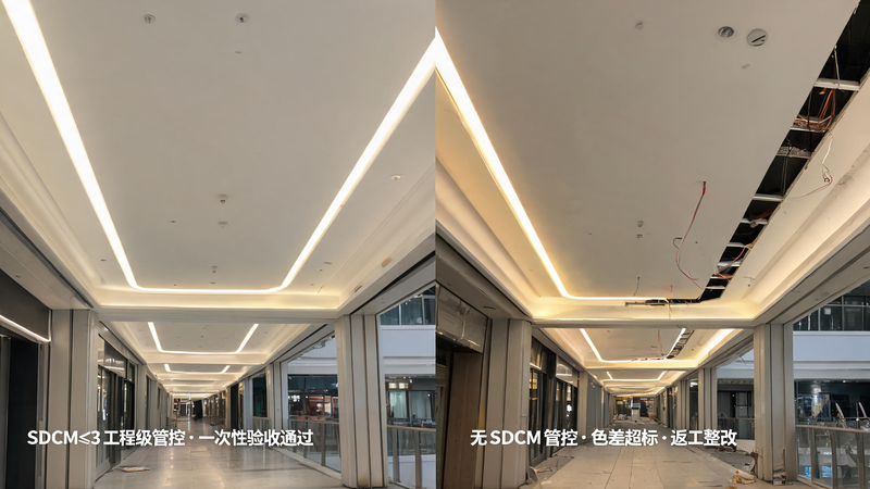 jimeng-2026-07-28-4634-画面主题 大型商业综合体公共区域灯带落地实景,左右分屏对比构图,一边展示正邦光电... jimeng-2026-07-28-4634-画面主题 大型商业综合体公共区域灯带落地实景,左右分屏对比构图,一边展示正邦光电...