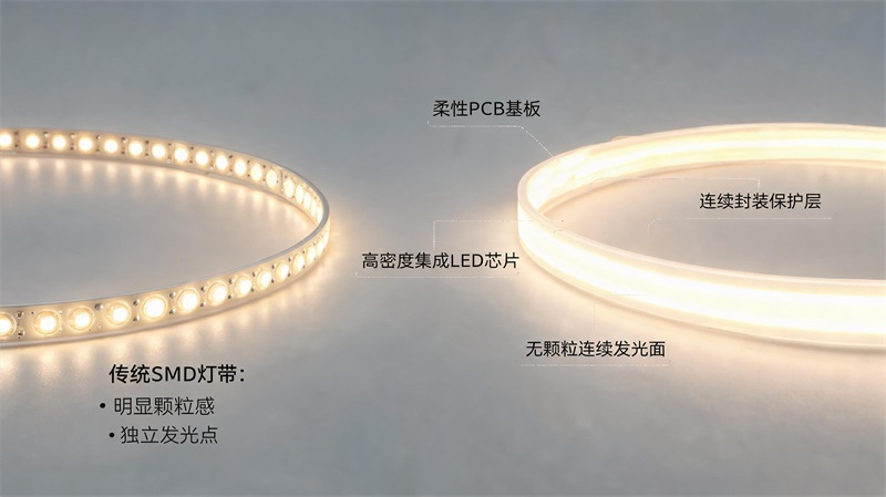 jimeng-2026-08-01-2993-高端LED照明技术科普场景，主题为“COB灯带无颗粒连续发光效果与品质判断”。采....JPG